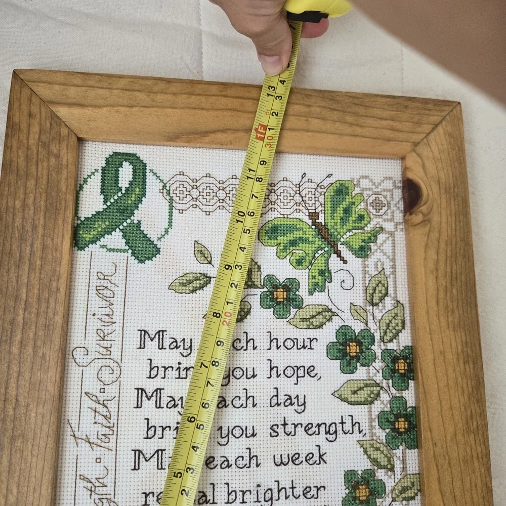 Cross Stitch Framed Breast Cancer Survivor Hope Strength